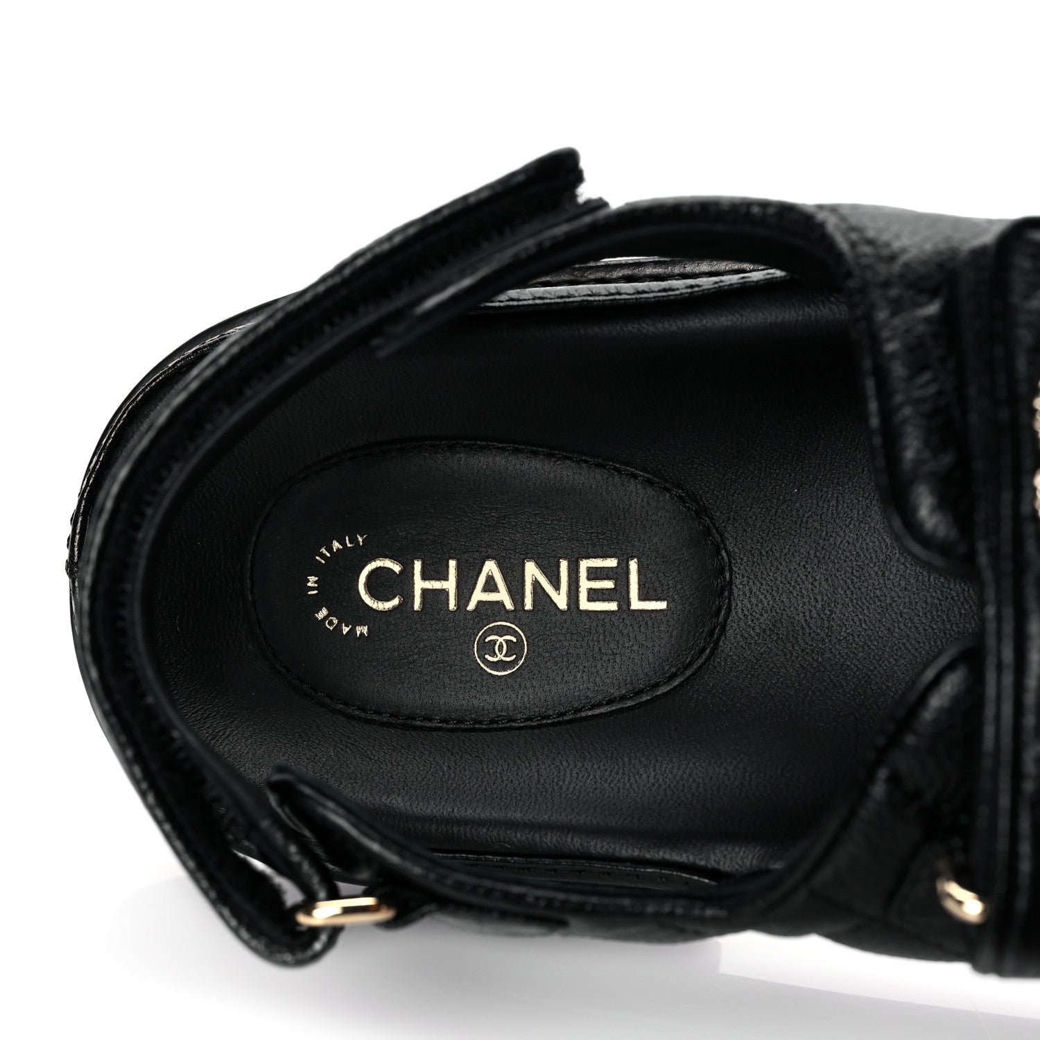 Chanel Grained Calfskin Velcro Dad Sandals 40 Black 7 of 9
