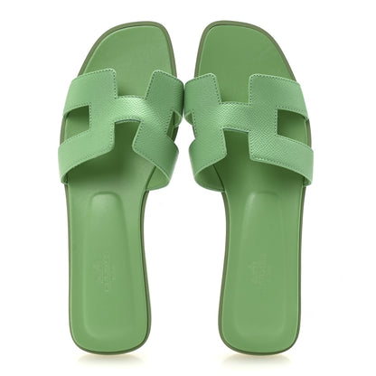 Hermes Epsom Oran Sandals 39 Vert Pomme 2 of 9