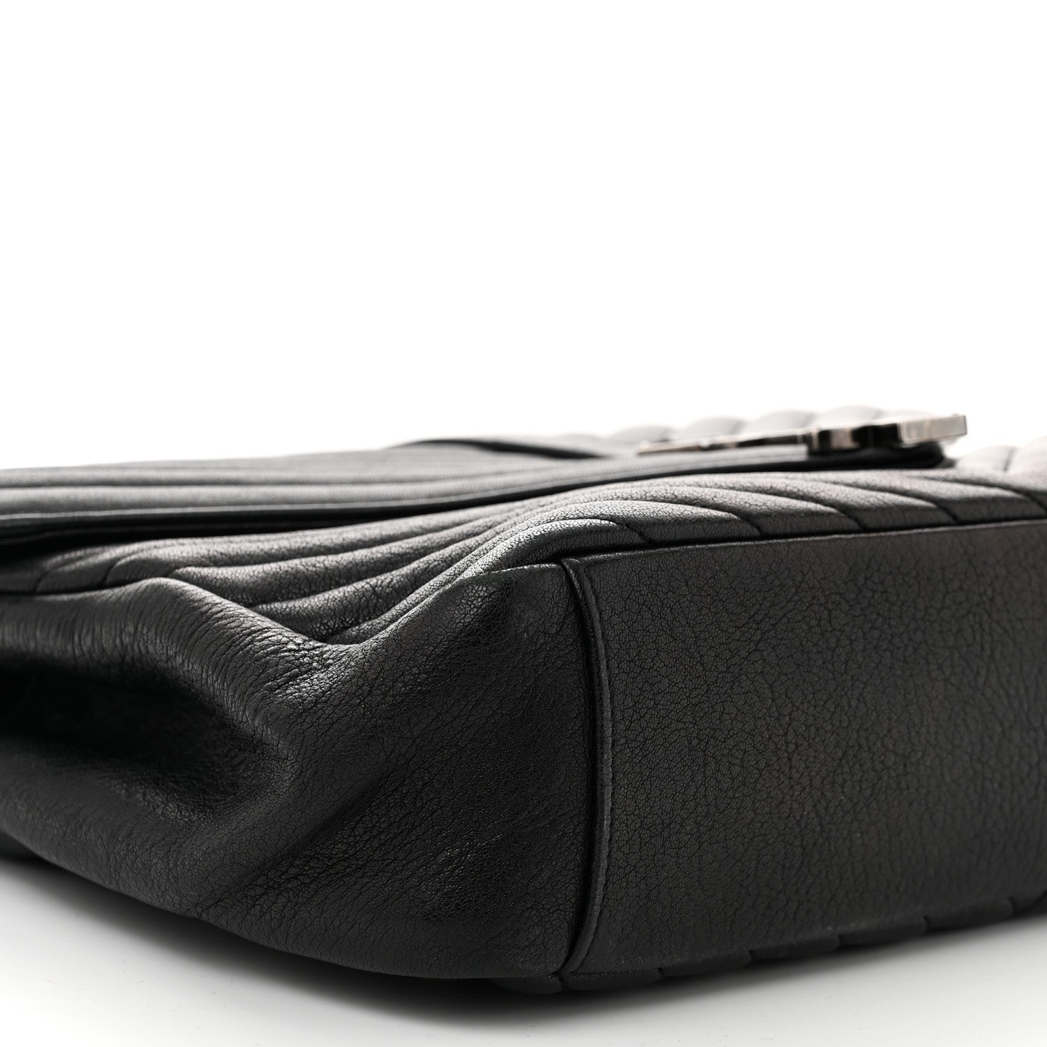 Saint Laurent Sheepskin Matelasse Chevron Monogram Large College Satchel Black 9 of 10