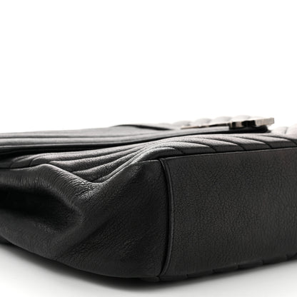 Saint Laurent Sheepskin Matelasse Chevron Monogram Large College Satchel Black 9 of 10