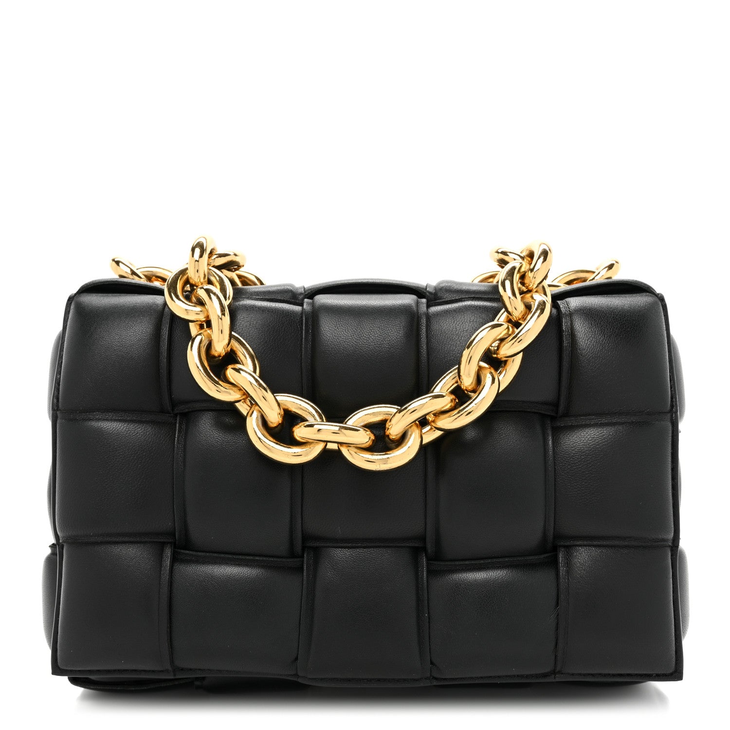 Bottega Veneta Lambskin Maxi Intreccio Padded Chain Cassette Crossbody Bag Black 1 of 13