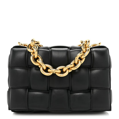 Bottega Veneta Lambskin Maxi Intreccio Padded Chain Cassette Crossbody Bag Black 1 of 13