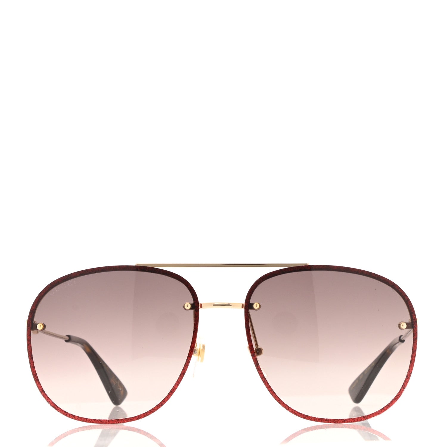 Gucci Metal Glitter Aviator Sunglasses G0227S Red Gold 2 of 7