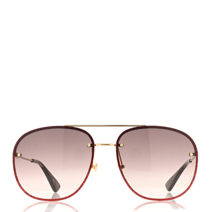 Gucci Metal Glitter Aviator Sunglasses G0227S Red Gold 2 of 7