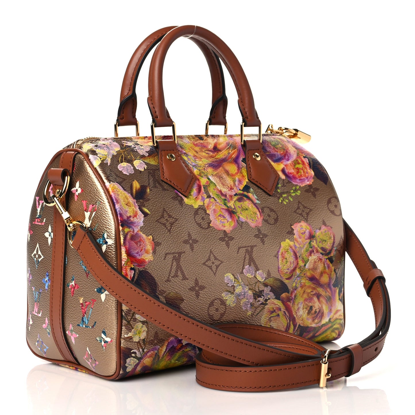 Metallic Monogram LV Garden Speedy Bandouliere 25 Gold