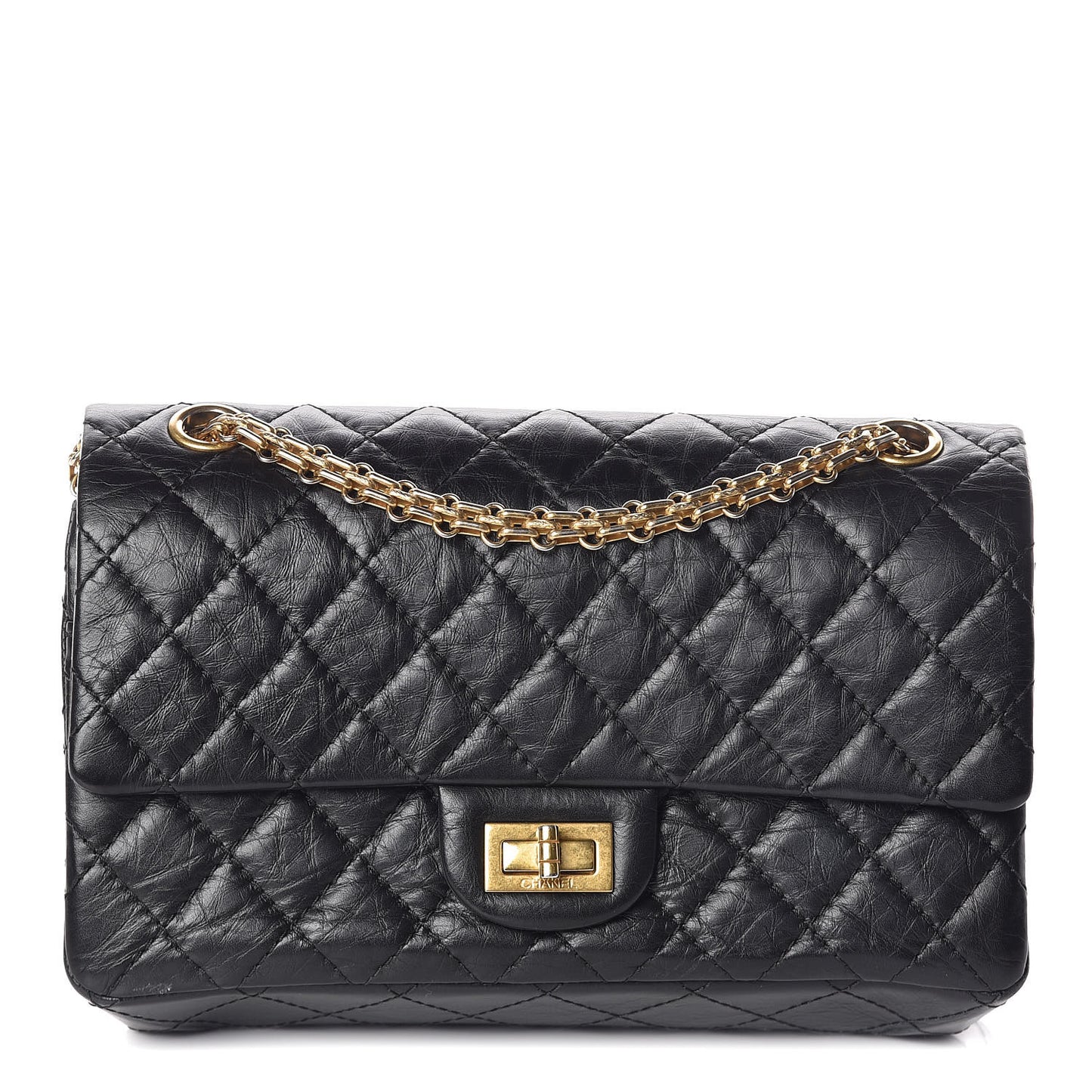 Aged Calfskin Quilted 2.55 Reissue 225 Flap Black