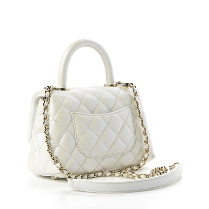 Chanel Iridescent Caviar Quilted Extra Mini Coco Handle Flap Ivory 3 of 10