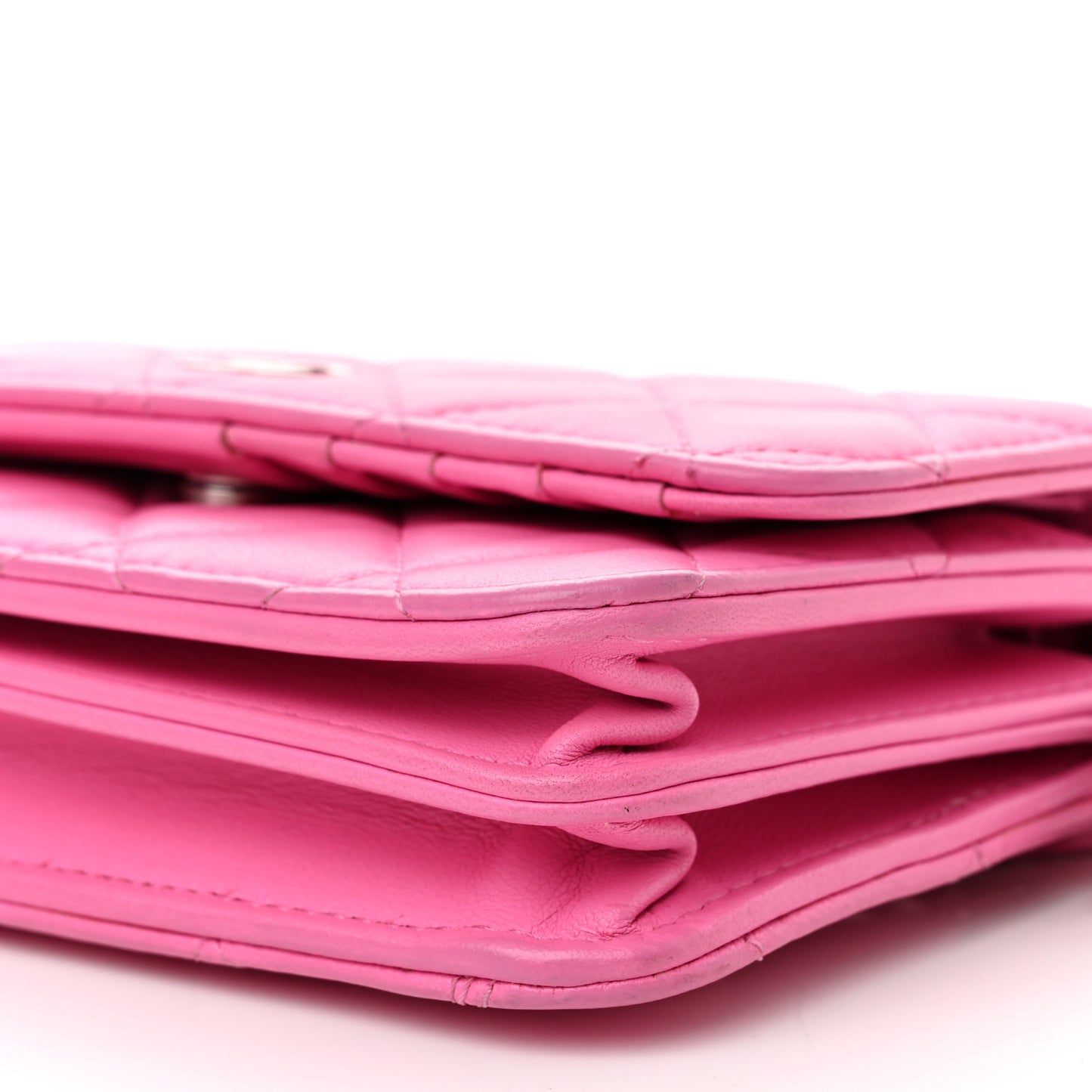 Lambskin Quilted Mini Wallet On Chain WOC Pink