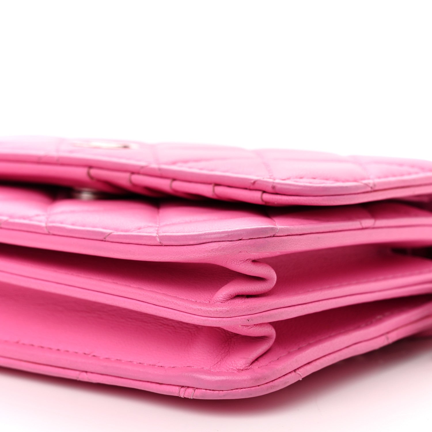 Chanel Lambskin Quilted Mini Wallet On Chain WOC Pink 11 of 12