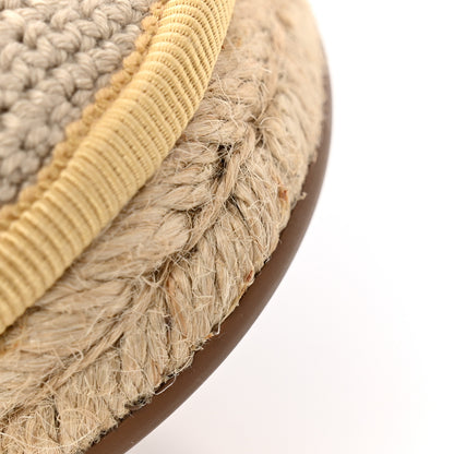 Fendi Raffia FF Embroidered Roma Ankle Wrap Espadrille Wedges 35 Natural 9 of 10