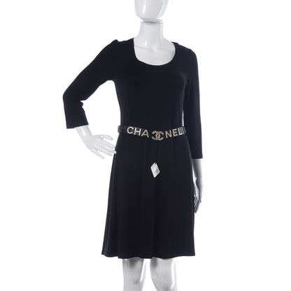 Chanel Lambskin Crystal Logo Belt 90 36 Black 2 of 7