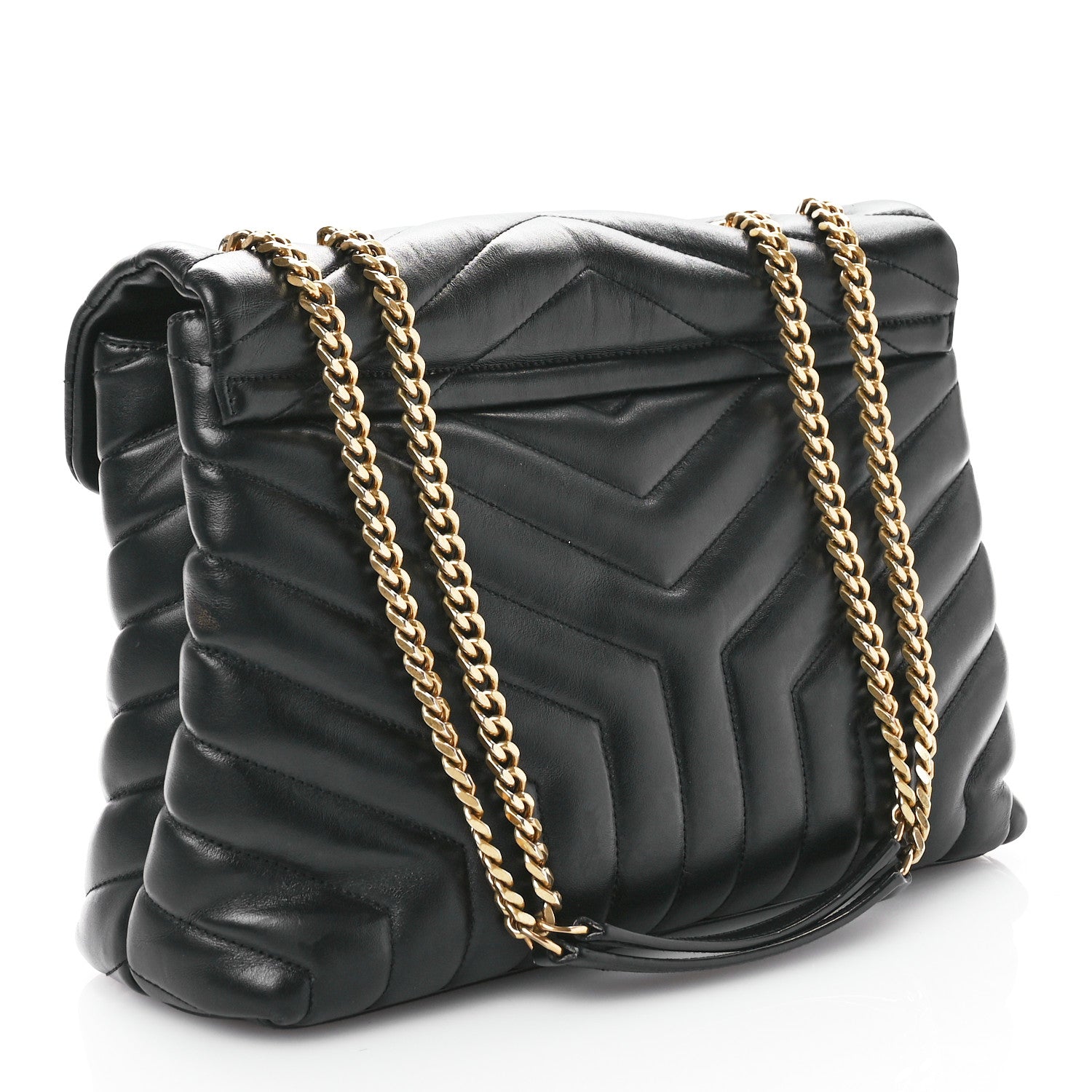 Saint Laurent Calfskin Y Quilted Monogram Medium Loulou Chain Satchel Black 2 of 10