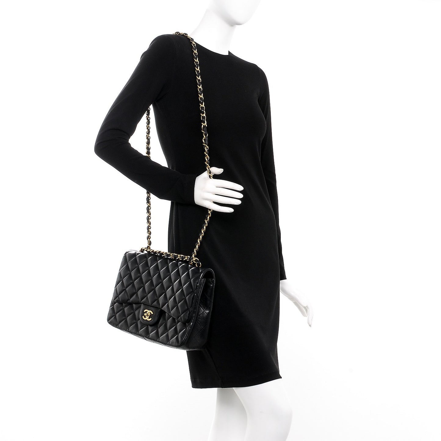 Lambskin Quilted Jumbo Single Flap Black