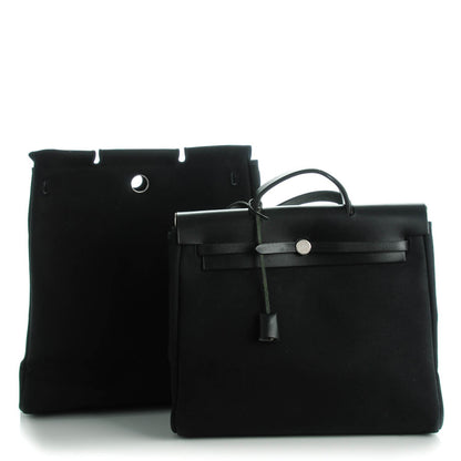 Hermes Toile Vache Calfskin Herbag 39 MM Black 8 of 12