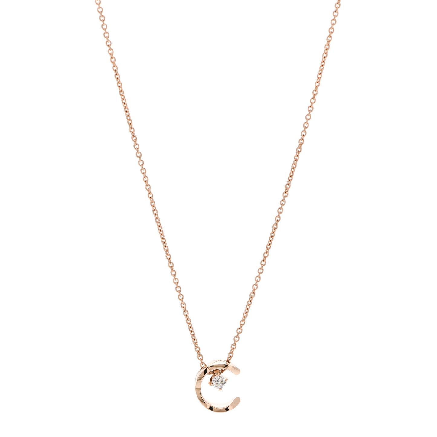 18K Beige Gold Diamond Coco Crush C Necklace