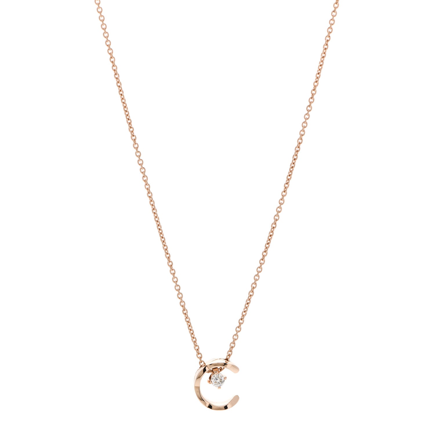 Chanel 18K Beige Gold Diamond Coco Crush C Necklace 1 of 5