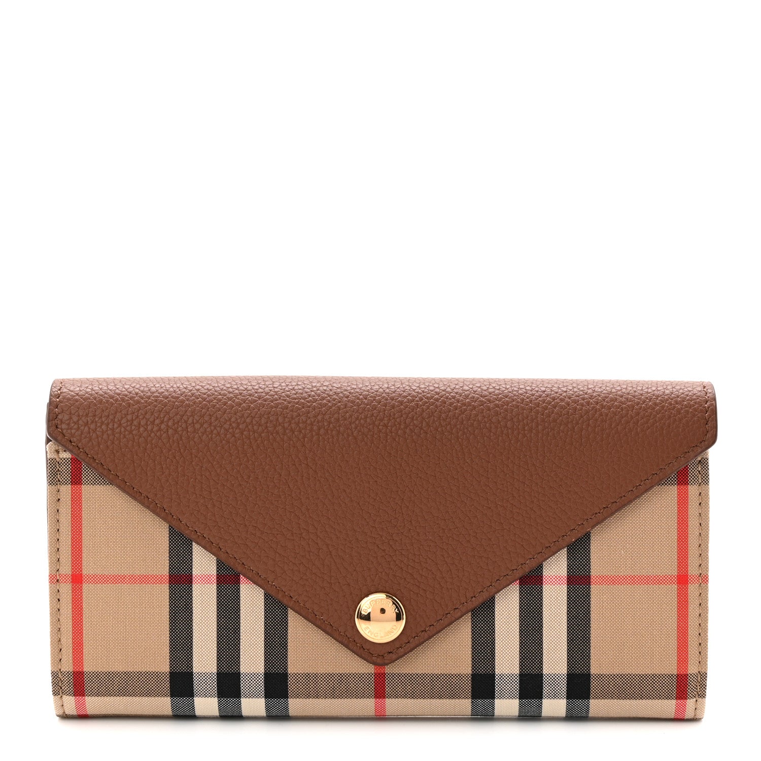 Burberry Vintage Check Grain Calfskin Halton Wallet Tan 1 of 7