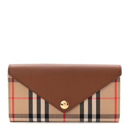 Burberry Vintage Check Grain Calfskin Halton Wallet Tan 1 of 7
