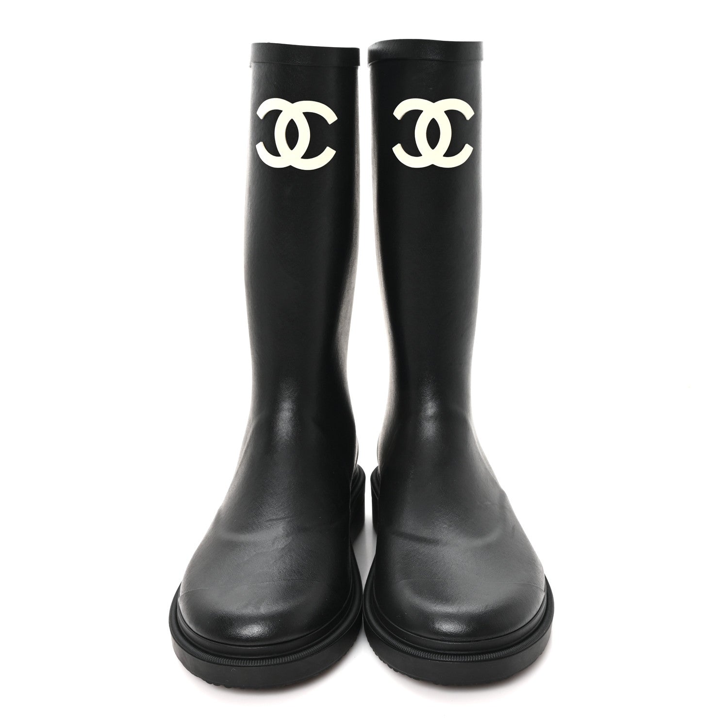 Chanel Caoutchouk CC High Boots 38 Black 3 of 9