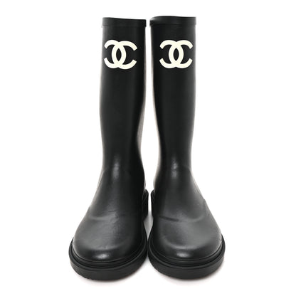 Chanel Caoutchouk CC High Boots 38 Black 3 of 9