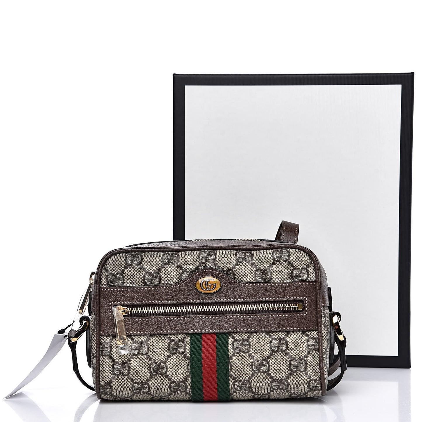 GG Supreme Monogram Web Mini Ophidia Shoulder Bag Brown