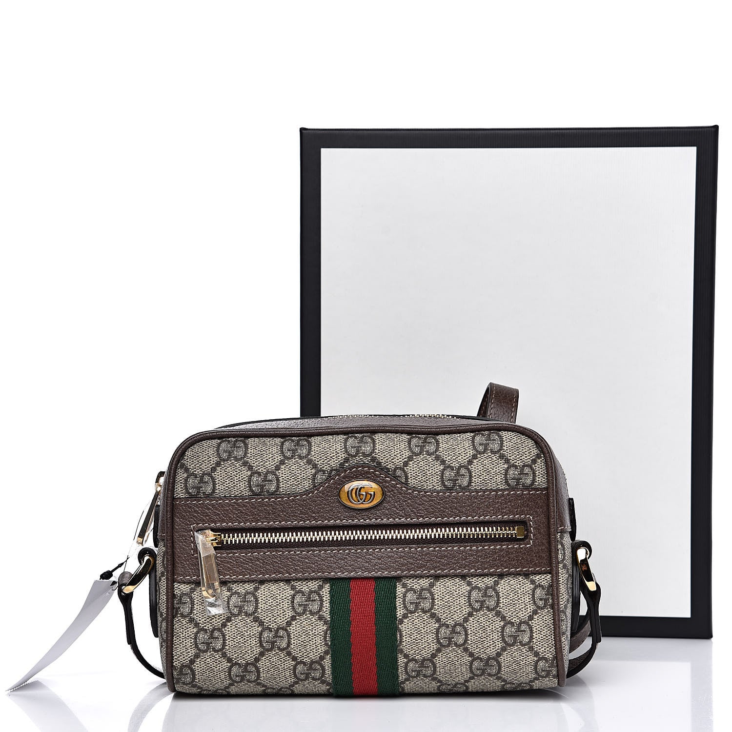 Gucci GG Supreme Monogram Web Mini Ophidia Shoulder Bag Brown 10 of 10