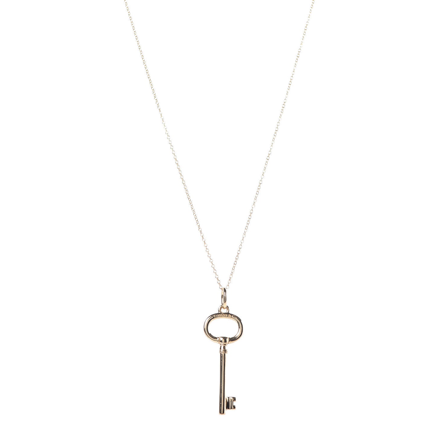 18K Yellow Gold Small Oval Key Pendant Necklace
