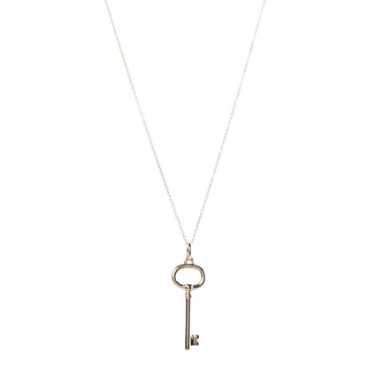 Tiffany 18K Yellow Gold Small Oval Key Pendant Necklace 1 of 7