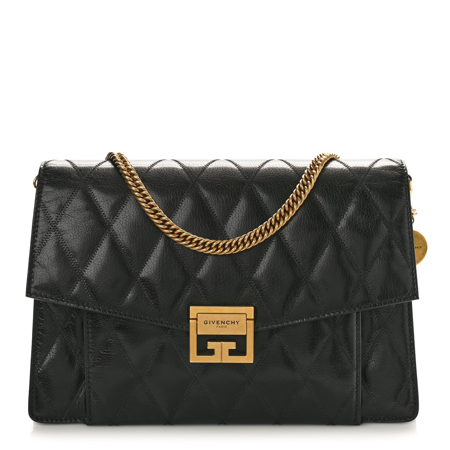 Goatskin Quilted Medium GV3 Shoulder Bag Black