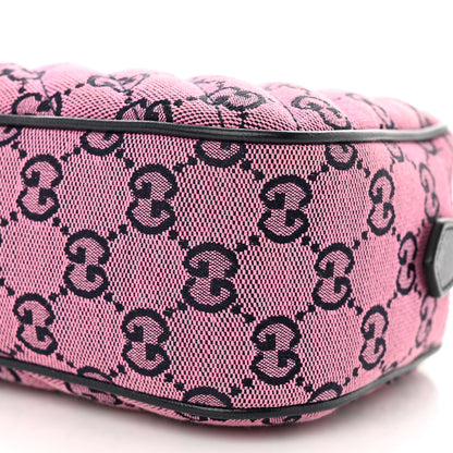 Gucci Monogram Multicolor Matelasse Diagonal Small GG Marmont Chain Shoulder Bag Pink Blue 10 of 10