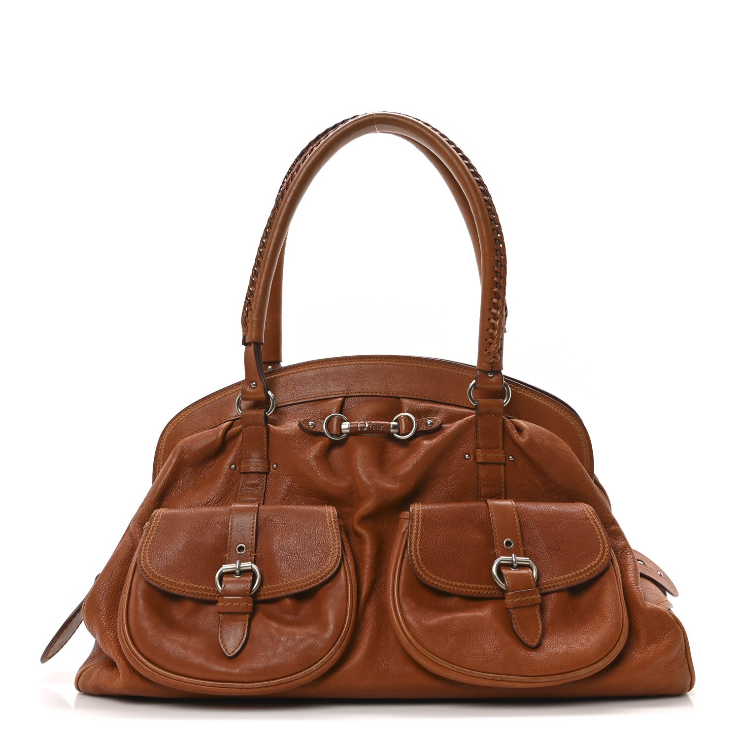 Christian Dior Calfskin My Dior Frame Double Pocket Satchel Brown 1 of 15