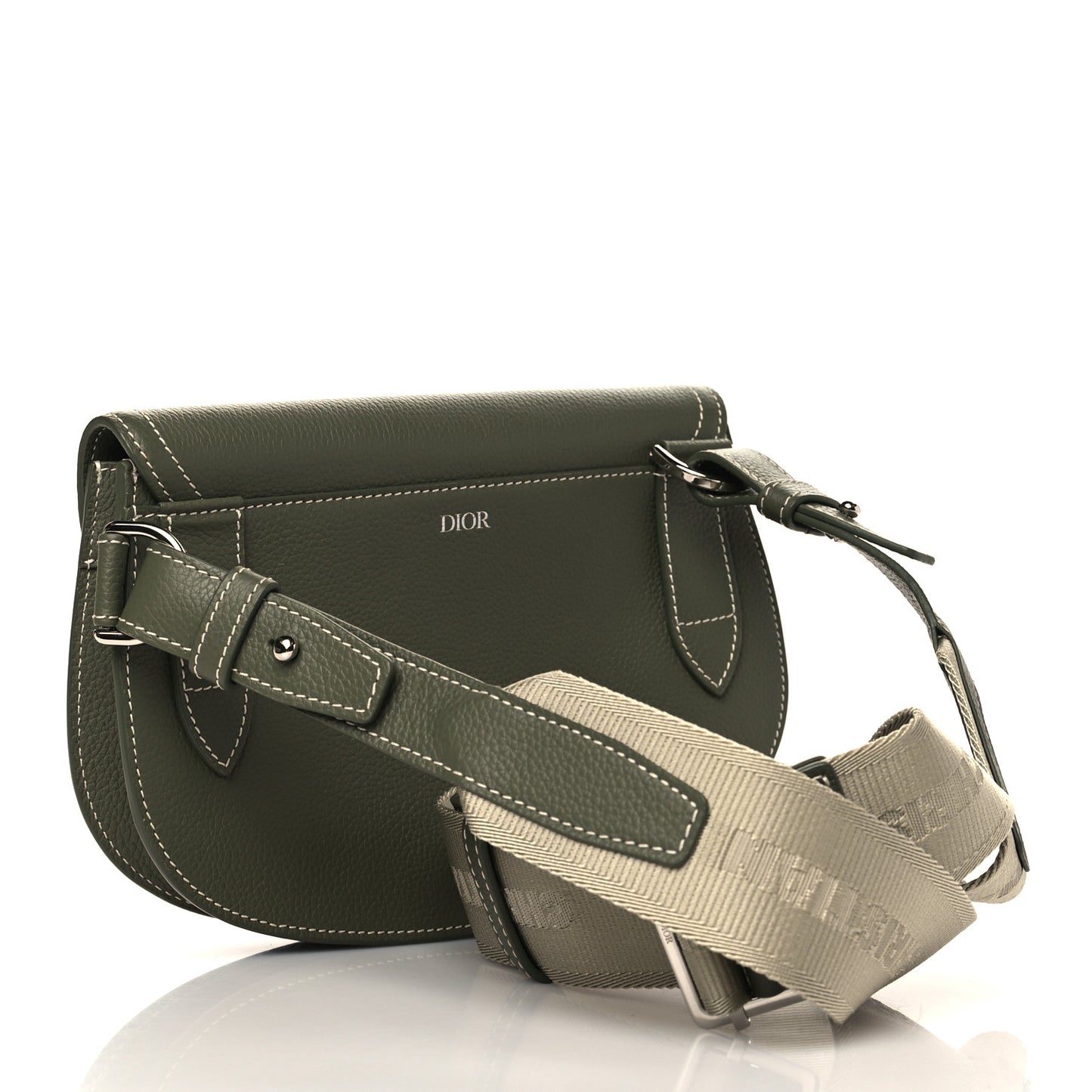 X KAWS Grained Calfskin Saddle Pouch Olive