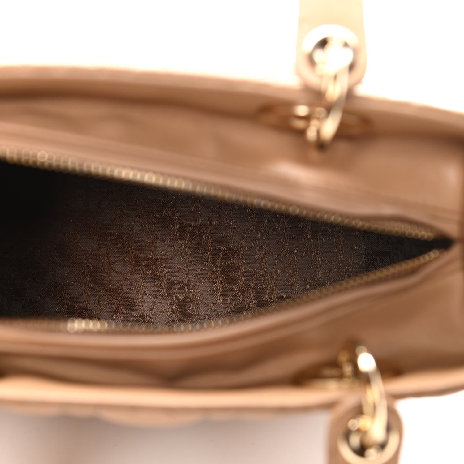 Christian Dior Lambskin Cannage Medium Lady Dior Beige 4 of 12