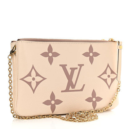 Louis Vuitton Empreinte Monogram Giant Double Zip Pochette Creme Bois De Rose 3 of 12