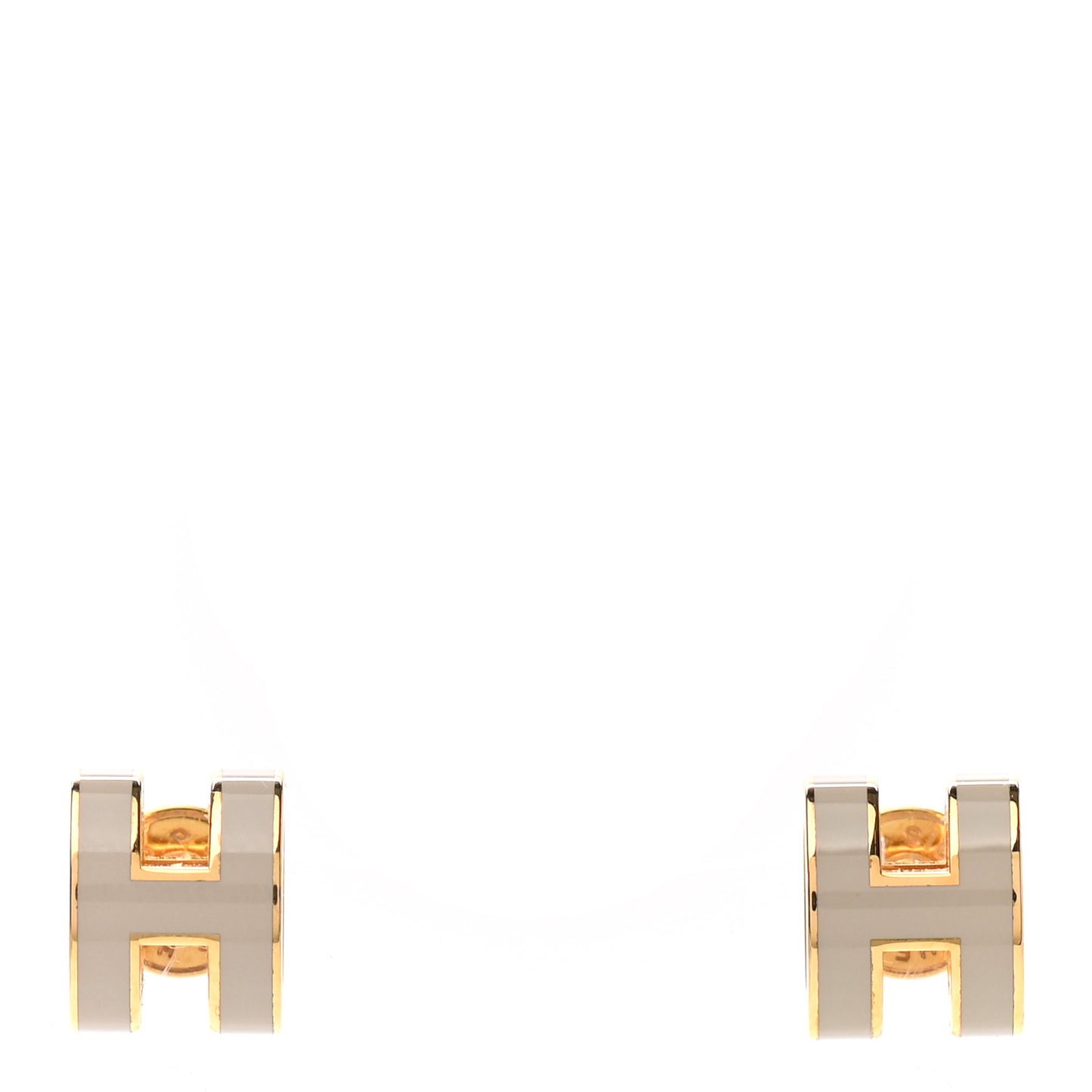 Gold Lacquered Mini Pop H Earrings Marron Glace