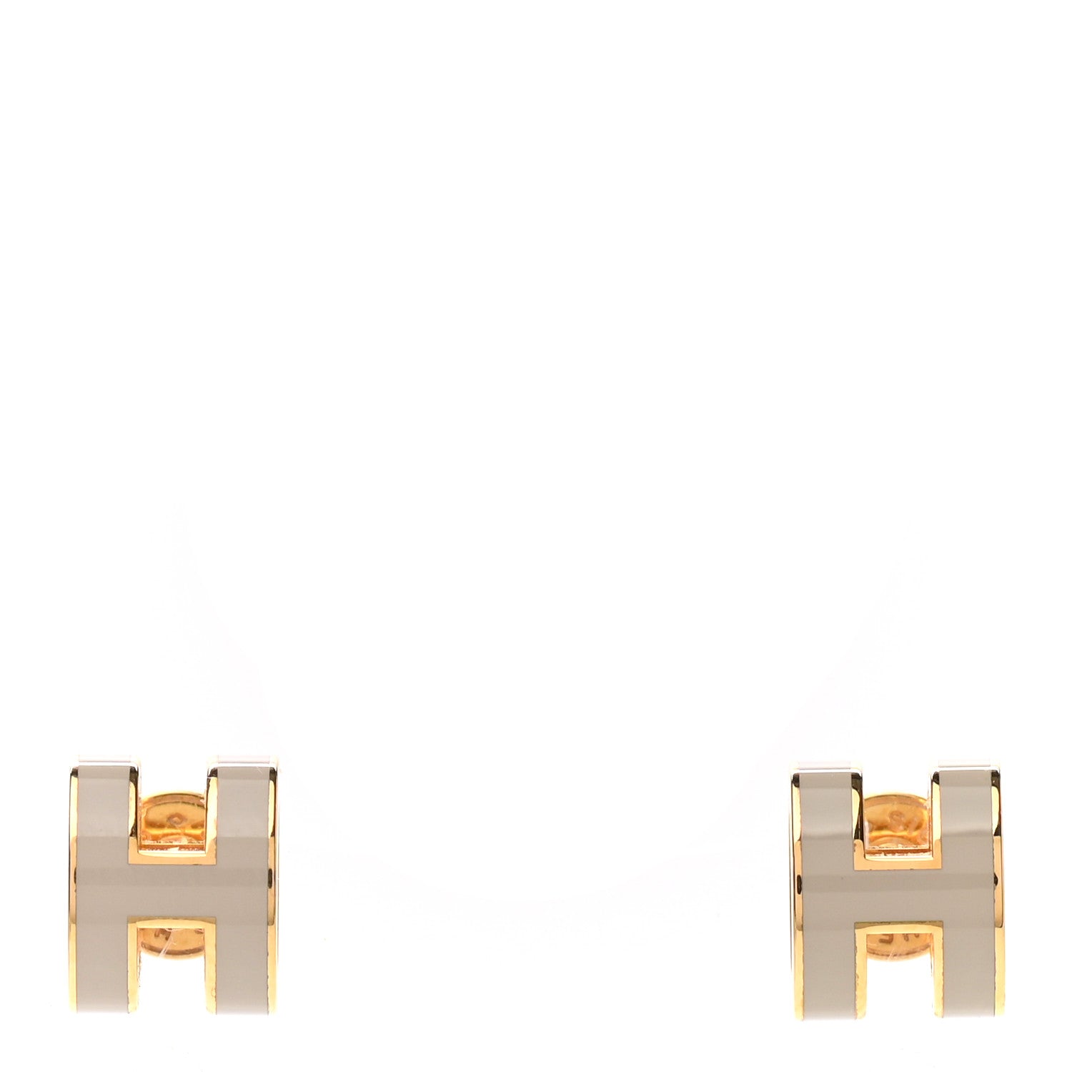 Hermes Gold Lacquered Mini Pop H Earrings Marron Glace 1 of 5