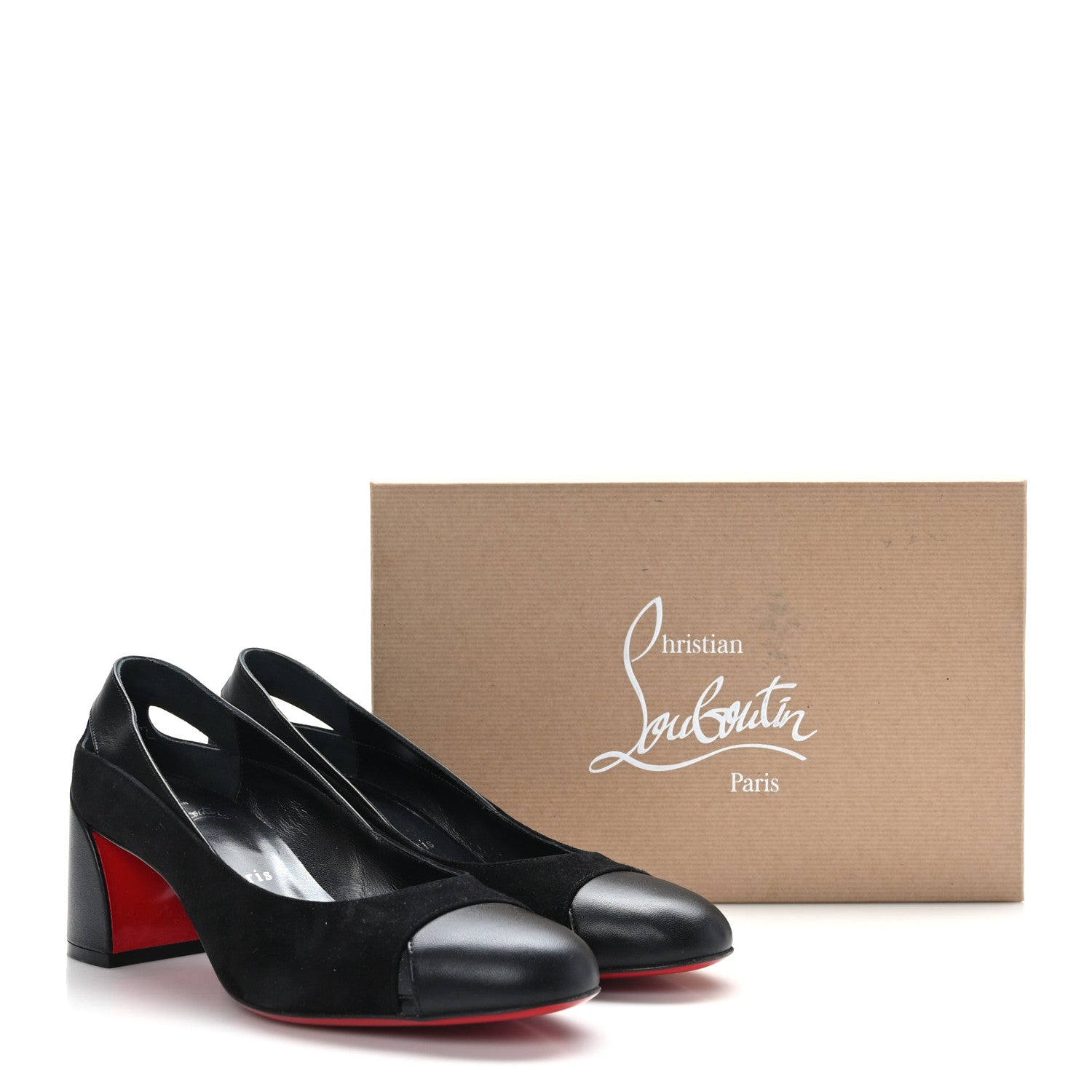 Christian Louboutin Suede Calfskin Miss Duvette 55mm Cap Toe Pumps 37.5 Black 8 of 8