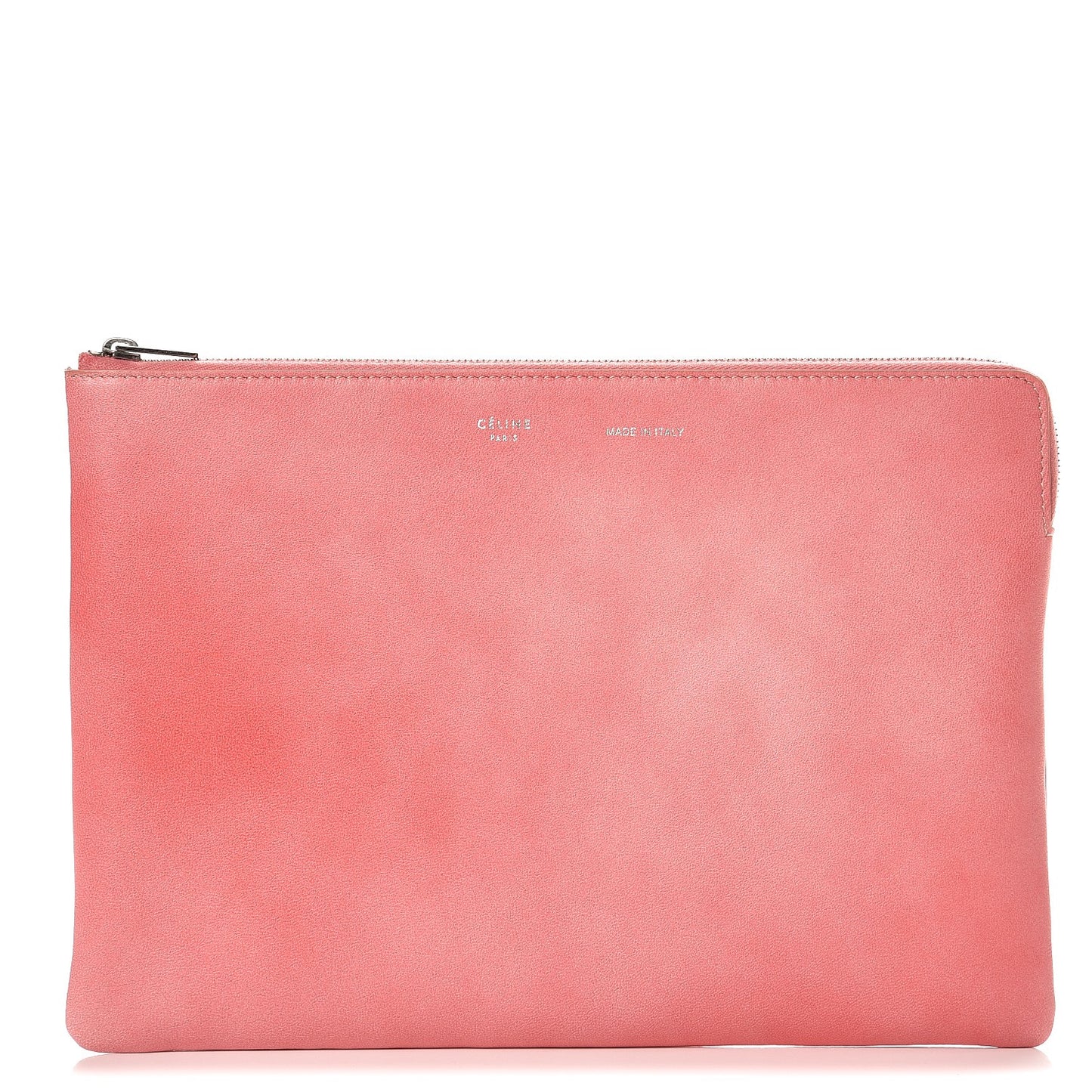 Plastic Bag with Cloudy Lambskin Solo Zip Pouch Clutch Pink