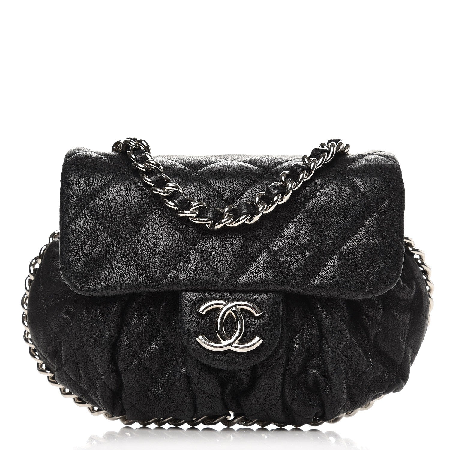 Chanel Washed Lambskin Mini Chain Around Messenger Black 1 of 8