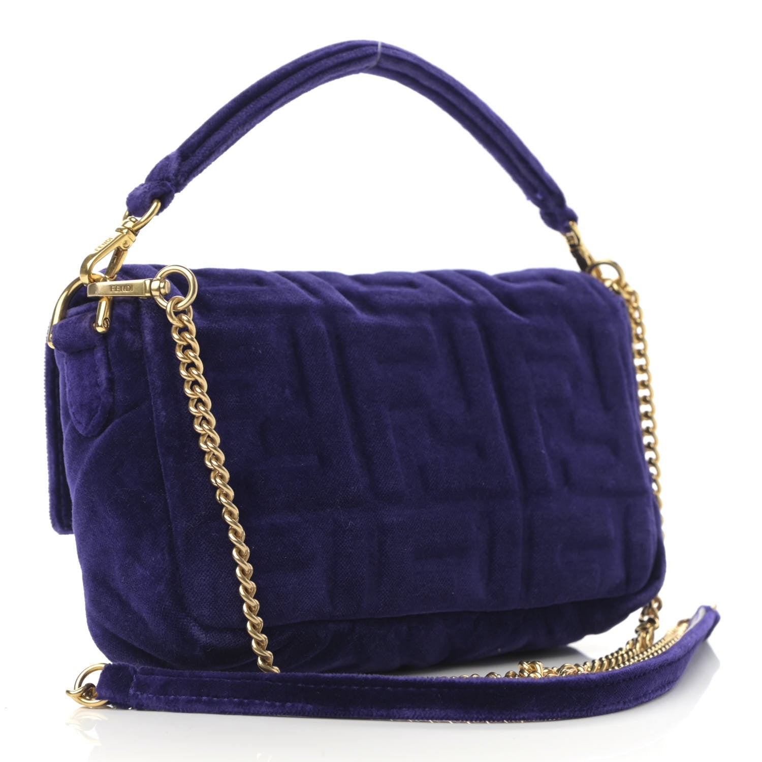 Fendi Velluto FF Embossed Mini Baguette Viola Plus 3 of 13