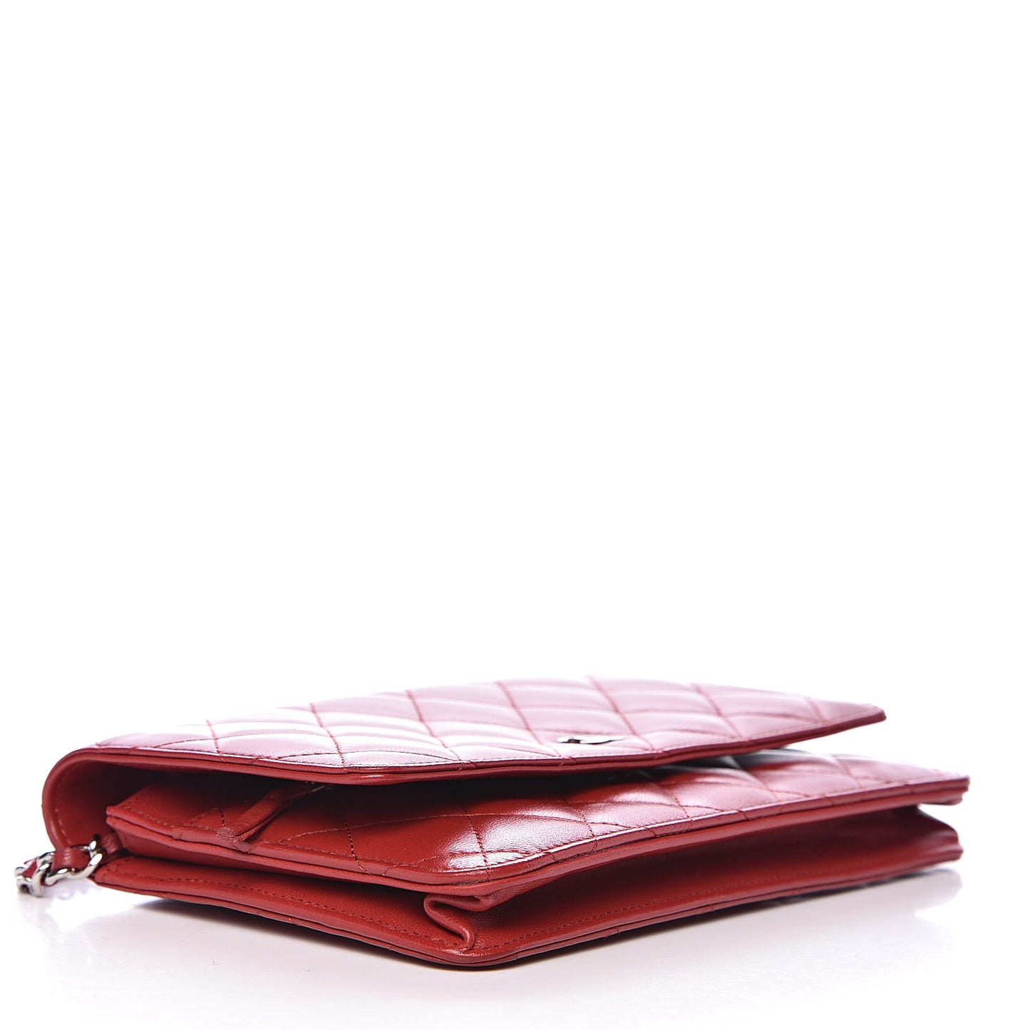 Lambskin Quilted Wallet On Chain WOC Red