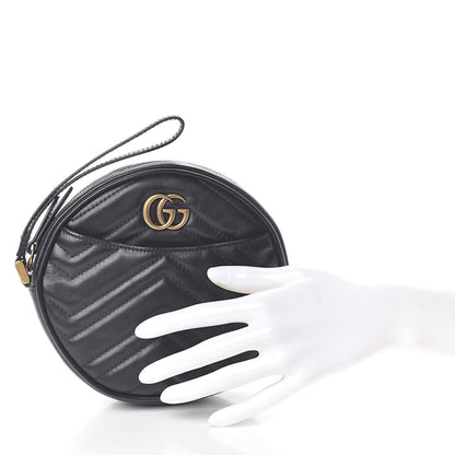 Gucci Calfskin Matelasse GG Marmont Round Wrist Wallet Black 2 of 8