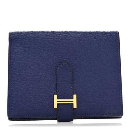 Hermes Chevre Mysore Bearn Compact Wallet Bleu Encre 1 of 6