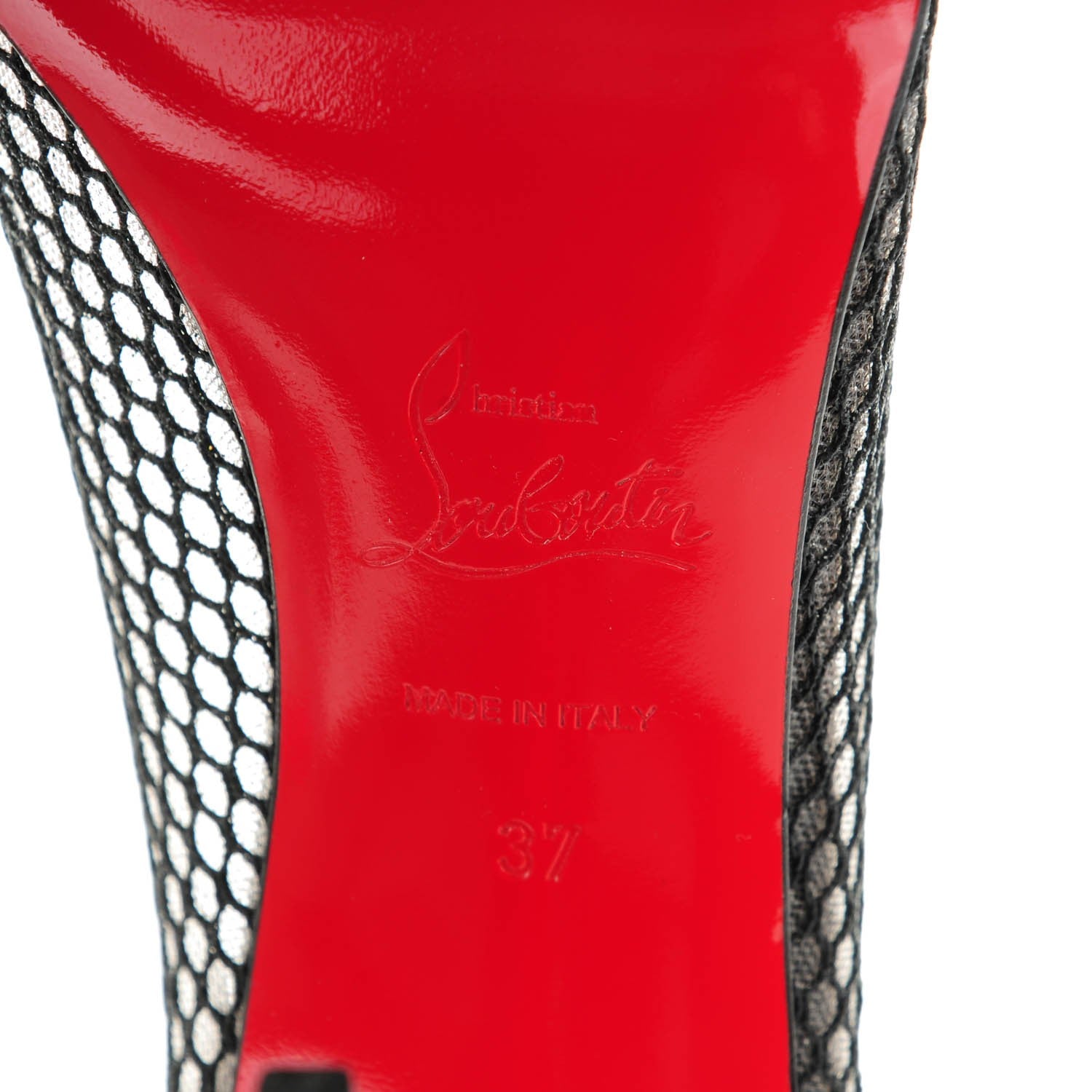Christian Louboutin Fishnet Glitter Follies Lace 100 Pumps 37 Black 6 of 8