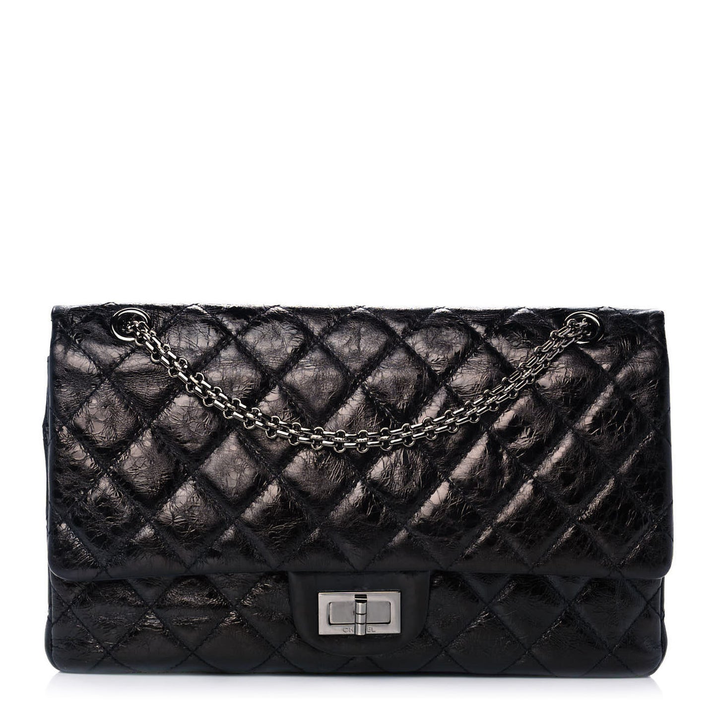 Metallic Aged Calfskin Quilted 2.55 Reissue 227 Flap Black