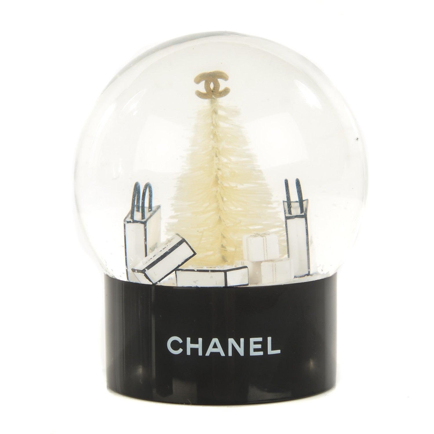 Chanel Glass Small Christmas Tree Shopping Bag Snow Globe 1 of 4