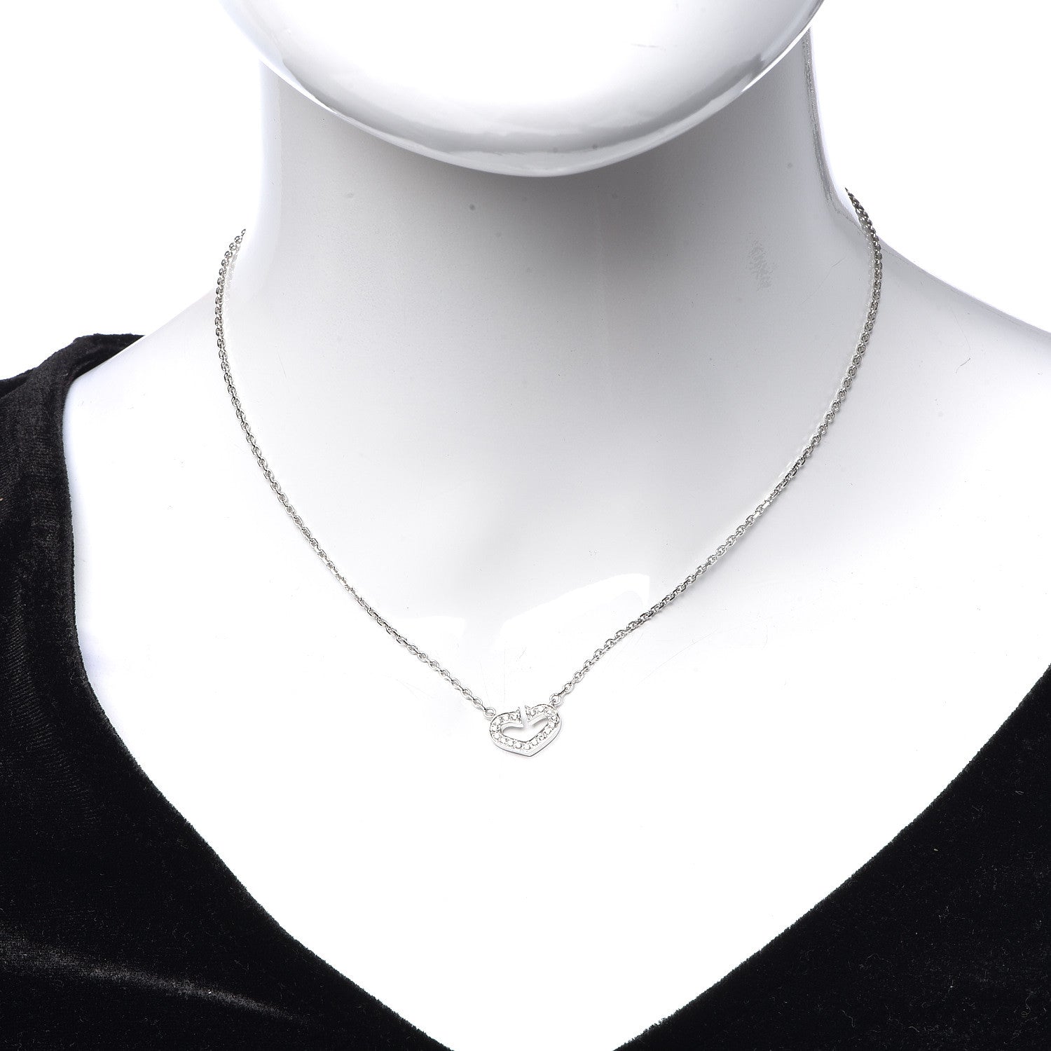 Cartier 18K White Gold Diamond Small Hearts and Symbols Pendant Necklace 2 of 7