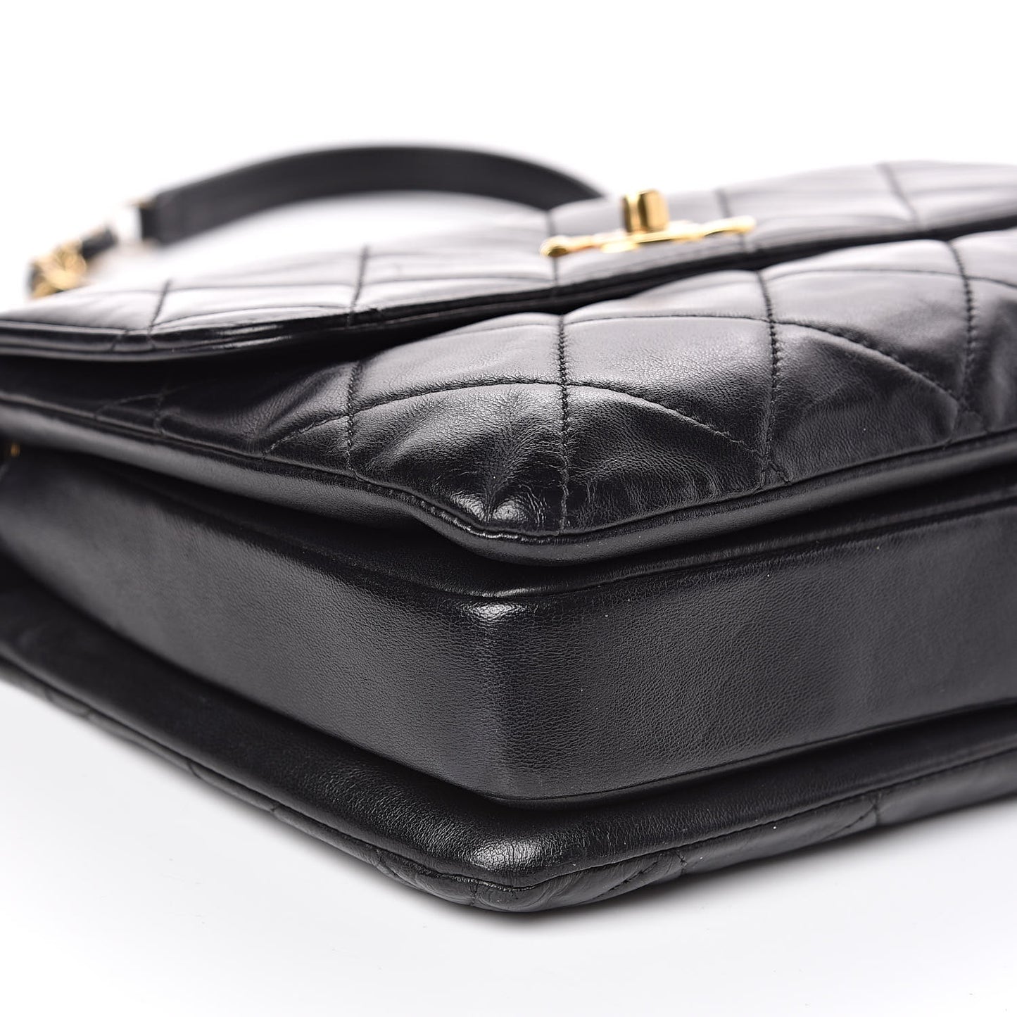 Lambskin Quilted Small Trendy CC Dual Handle Flap Bag Black