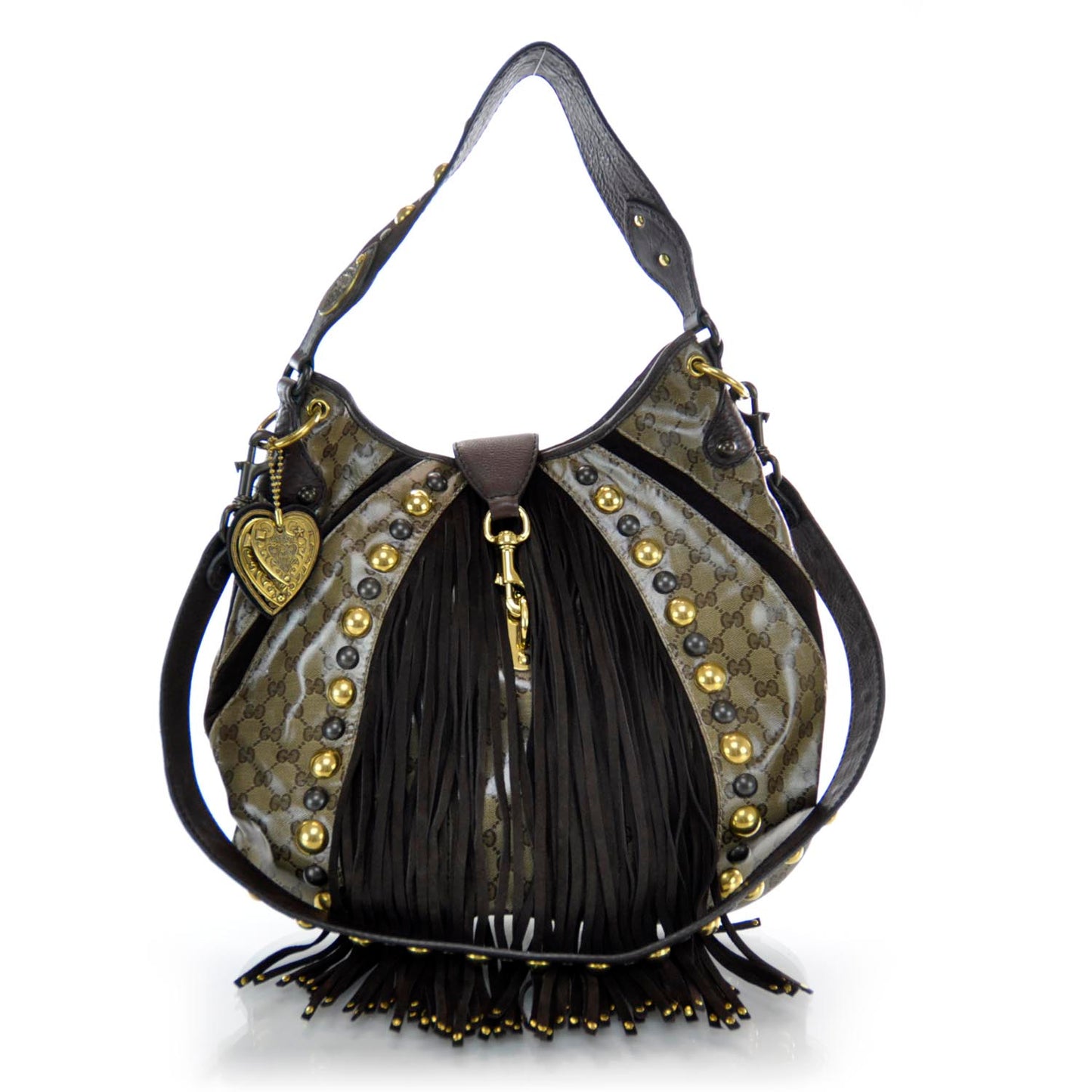 Crystal Monogram Fringe Babouska Hobo