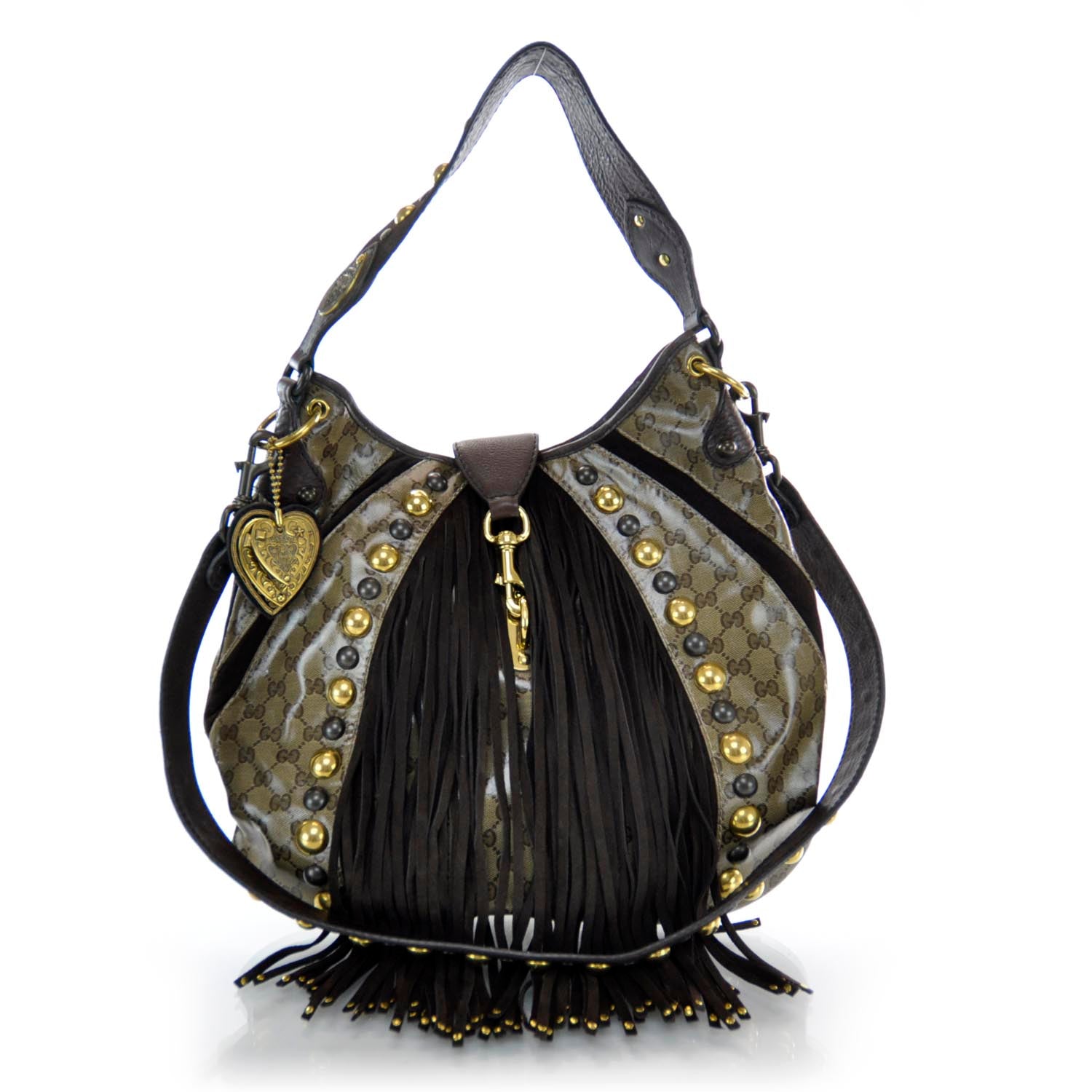 Gucci Crystal Monogram Fringe Babouska Hobo 1 of 8
